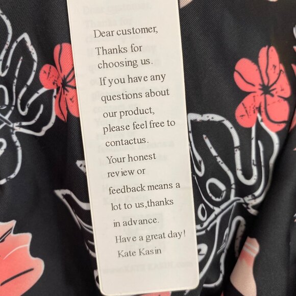 Floral One-Shoulder Tank Top By Kate Kasin Navy With Pink Tropical Print NWT 2X - Picture 5 of 5